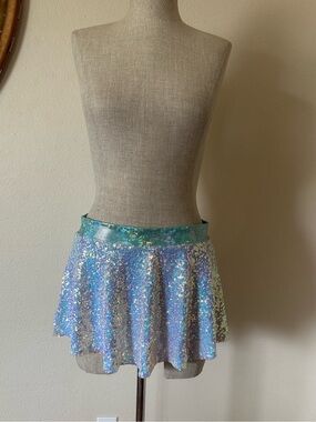 J. Valentine Rave Sequin Mini Skirt Festival Mermaid Women's L/XL